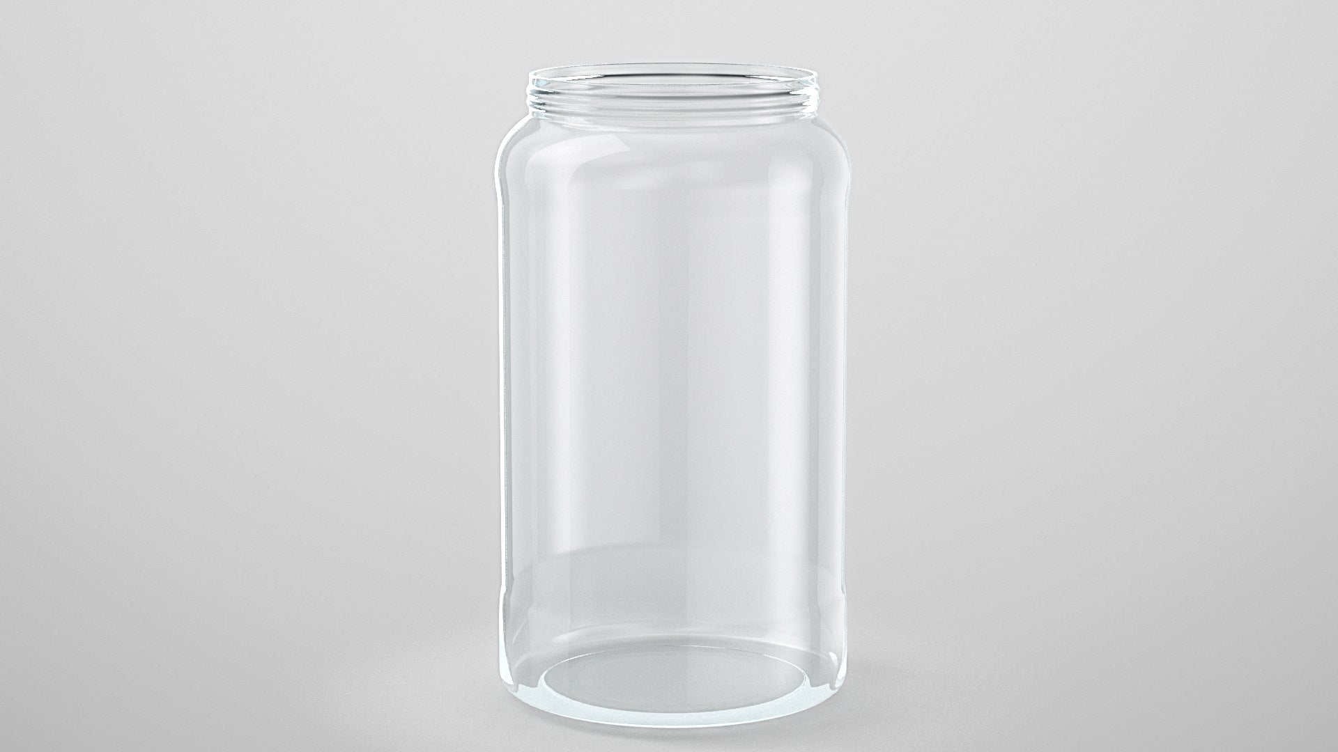 Clear glass jar on a light gray background