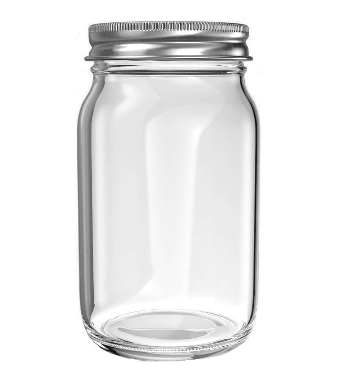 Glass Food Jars - clear glass jar with a metallic lid for food storage and organization.